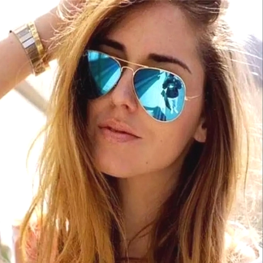 LIKE NEW RayBan Aviator RB3025 Blue Mirror Lens Ray ban Sunglasses